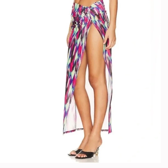 NWT Camila Coelho Serenity Maxi Skirt in Blue Hallucinogen - Picture 4 of 8